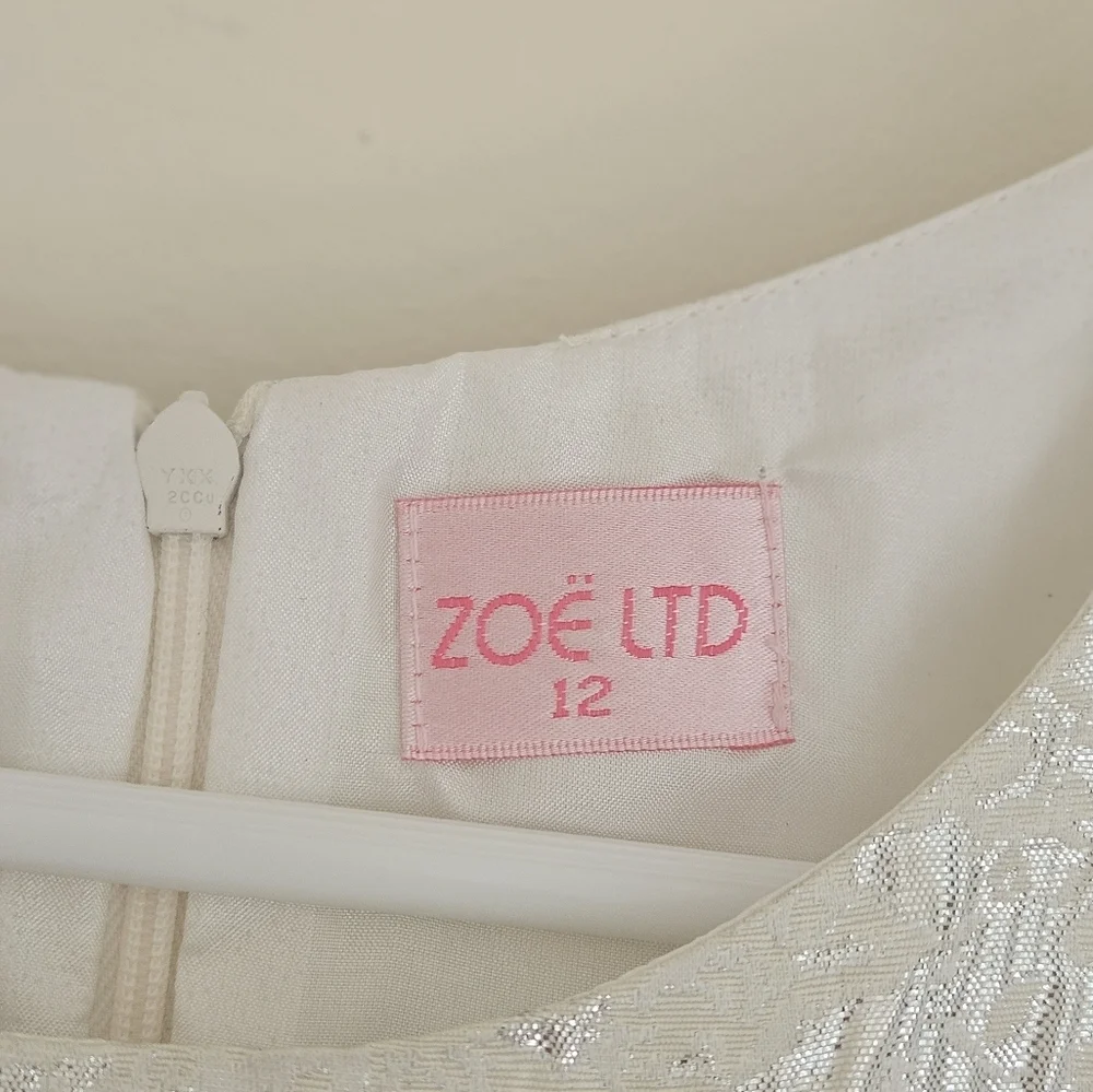 Zoe LTD Cream and Silver Girl's Fancy Dress NWT